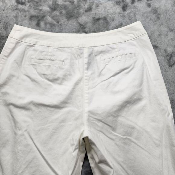 Multiples Pants Womens 12 White Stretch Cotton Capri Button Hem Preppy Nautical - Picture 5 of 13
